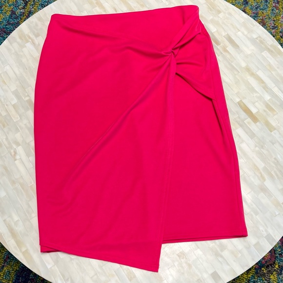 Twist Front Faux Wrap Pencil Skirt - Picture 1 of 5